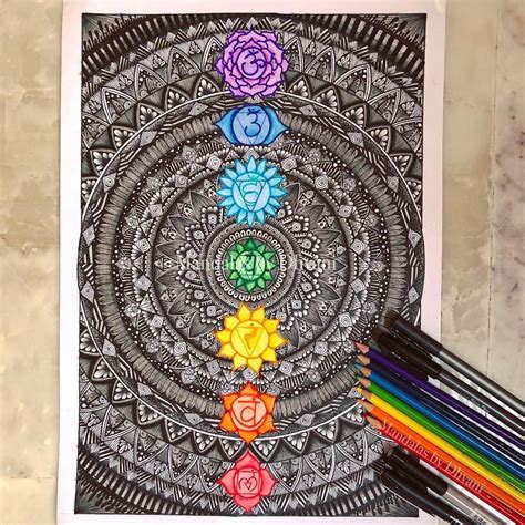 #Repost @mandalas_by_dhvani ・・・ So this is the final and complete picture of my A3 size Chakras ...