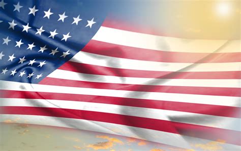 Usa flag waving in the wind, Flag of american country on sunset or sunrise. 7149288 Stock Photo ...