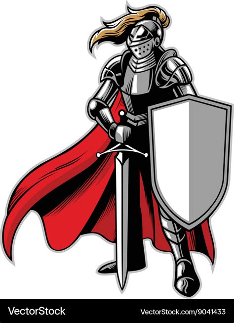 Standing knight mascot Royalty Free Vector Image