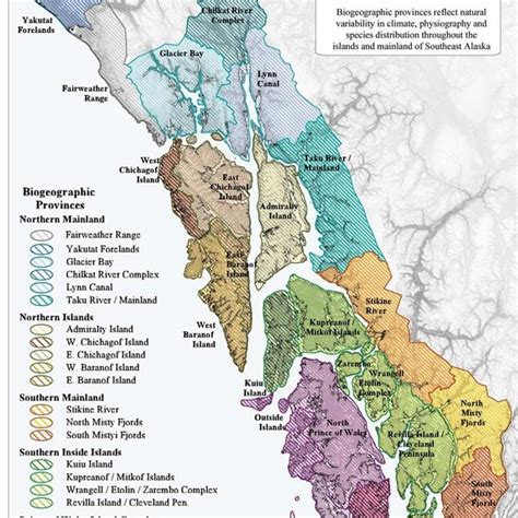 Biogeographic provinces of southeast Alaska, USA (from Carstensen et ...