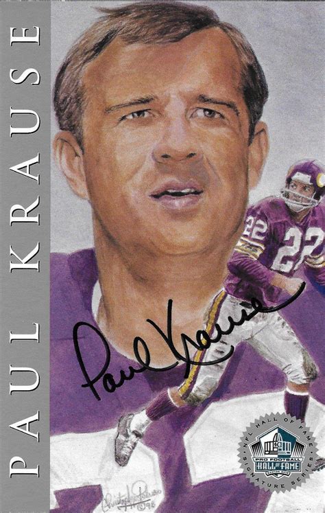 Paul Krause Autographed Football Cards