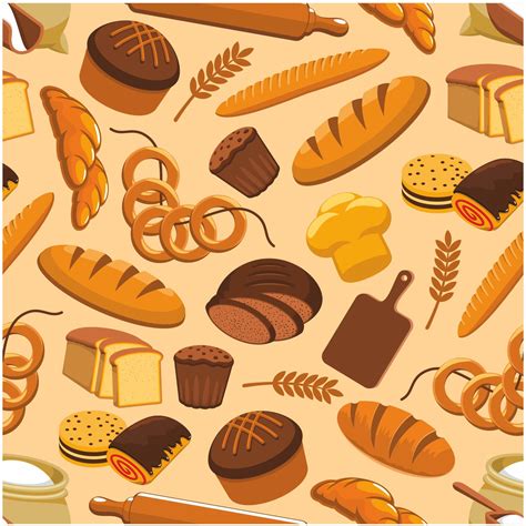 Bread bakery and pastry seamless pattern 13059982 Vector Art at Vecteezy