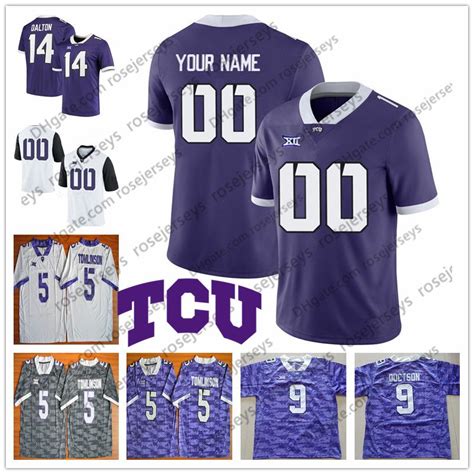 Custom TCU Horned Frogs Football Any Name Number White Purple 1 Jalen ...