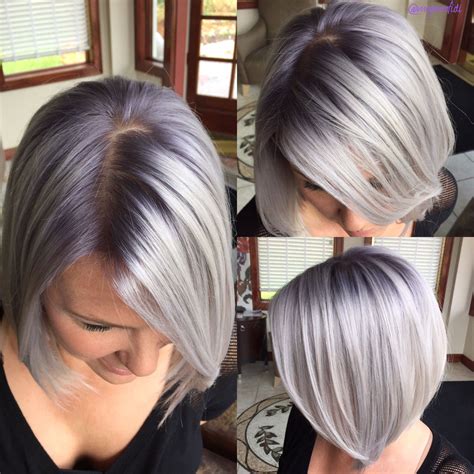 Silver Metallic with A Violet metallic shadow root! | Lilac hair, Hair ...