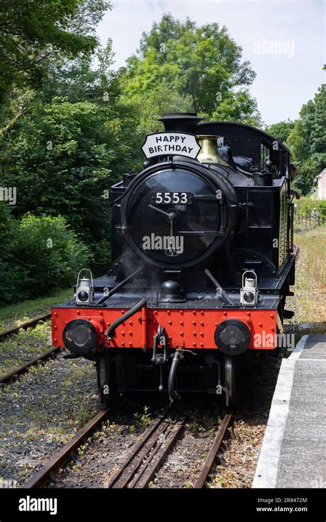 Bodmin, Cornwall, UK - June 13. Steam train at Bodmin General railway ...