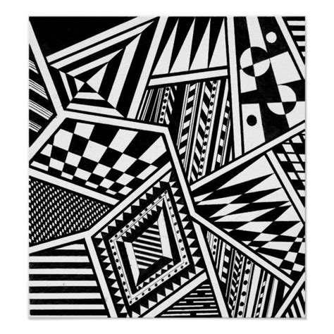 abstract geometric shapes black white pattern hand poster | Zazzle | Geometric shapes drawing ...