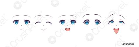 Anime manga girl expressions eyes set Japanese cartoon style - stock vector 3900387 | Crushpixel