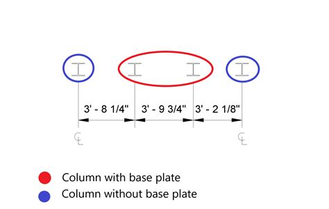 Centerline symbol for dimensions is not shown for the steel columns ...