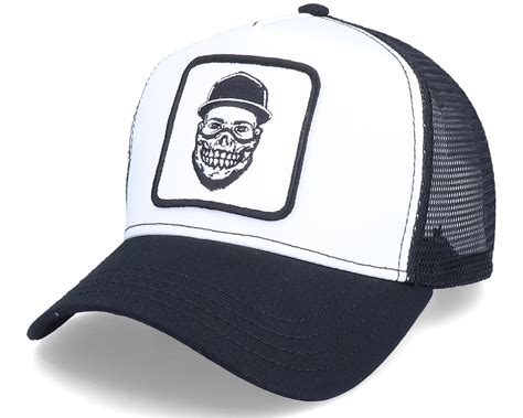 Skull Bandana Gangsta Patch White/Black Trucker - Iconic keps - Hatstore.se