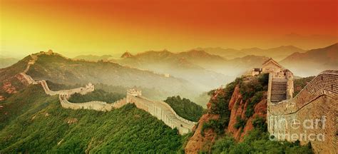 Great Wall of China at sunrise Photograph by Thomas Jones