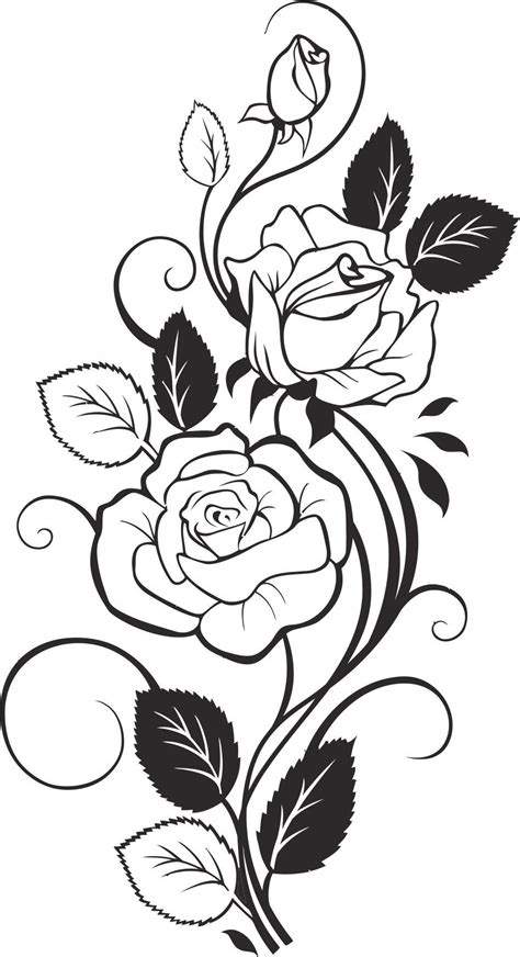 Black and White Rose Vector Free Vector Colouring Pages, Adult Coloring Pages, Coloring Books ...