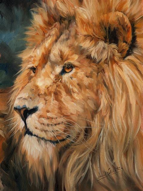 Male Lion Painting by David Stribbling - Pixels