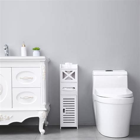 Ktaxon Small Bathroom Storage Corner Floor Cabinet with Doors and Shelves,Thin Toilet Vanity ...