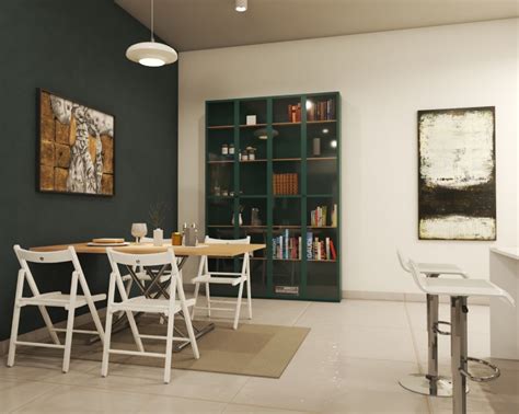 Green Wall Paint Design For Dining Rooms | Livspace