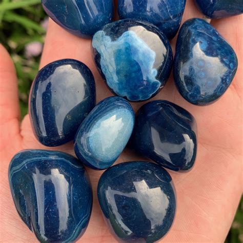 Blue Agate Tumbled Crystal Natural Blue Agate Healing | Etsy