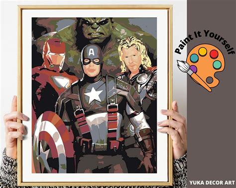 Super Heroes Portrait PAINT by NUMBERS DIY Kit for Adults | Etsy