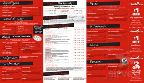 Grotto Pizza menus in Harveys Lake, Pennsylvania, United States