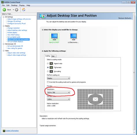 Nvidia Settings [Adjust Desktop Size and Position Resolution] | Overclock.net