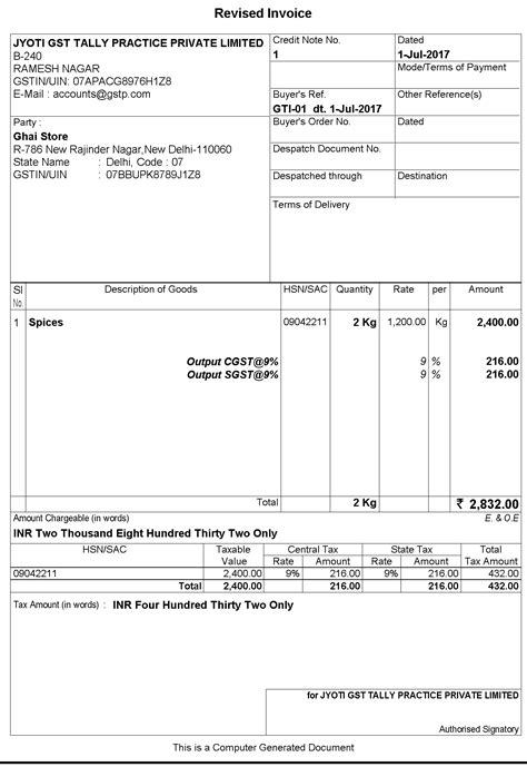 Tax Invoice Format Under Gst | Invoice Template Ideas