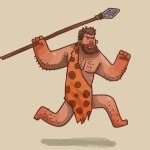 Cartoon caveman with a spear — Stock Vector © antonbrand #23371464