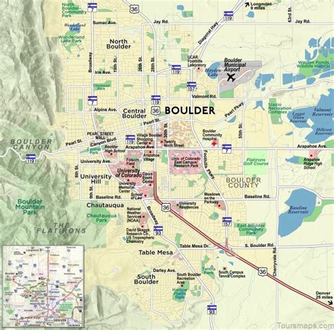 Boulder Travel Guide: Tourist Map Of Boulder - ToursMaps.com