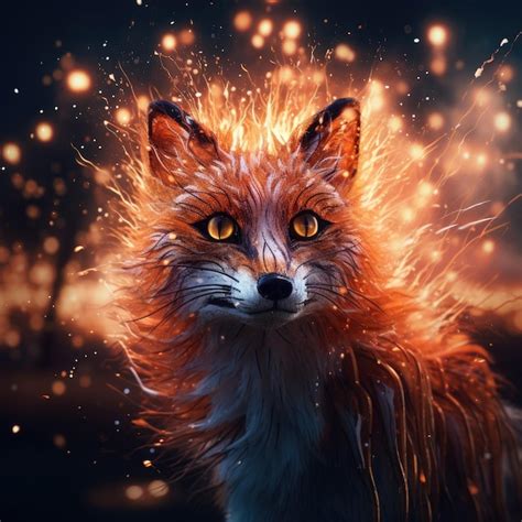 Premium AI Image | a fox with a fiery orange fur and orange eyes.