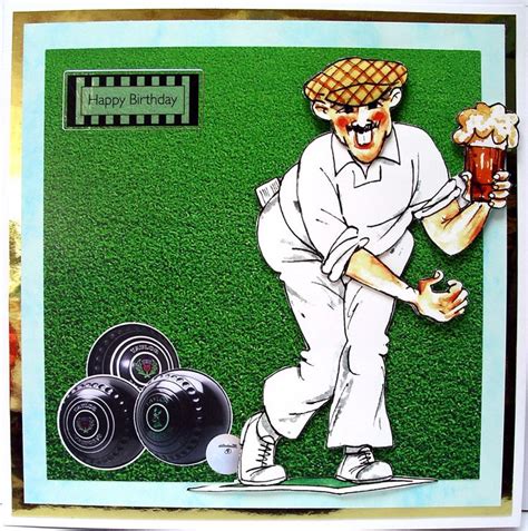 Joe's birthday 2017. Humorous lawn bowls card with decoupage and printed inserts | 80th birthday ...