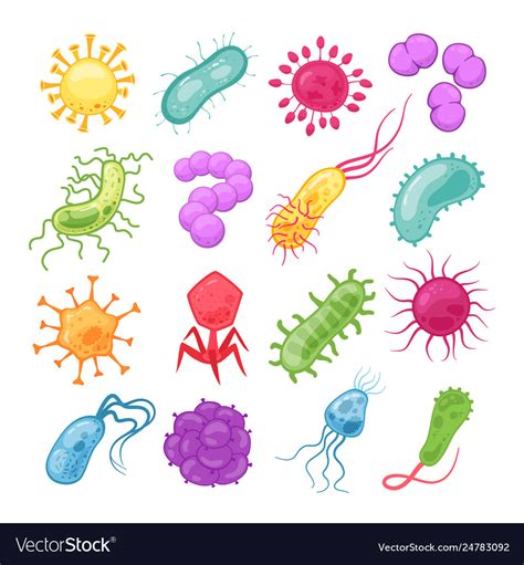 Germs set biology pandemic virus biological Vector Image