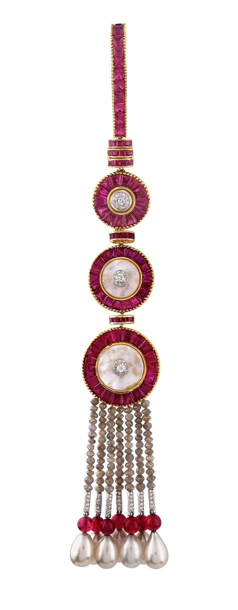 Bina Goenka key chain, set with diamonds, rubies and pearls. | Jewelry ...