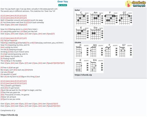 Chord: Over You - Jay Nash - tab, song lyric, sheet, guitar, ukulele ...