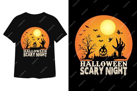 Premium Vector | A t - shirt that says halloween scary night on it