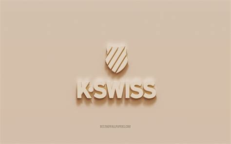 K-Swiss logo, brown plaster background, K-Swiss 3d logo, brands, K ...