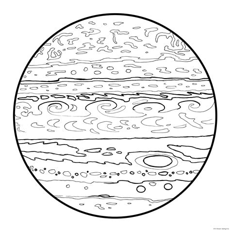 Drawing of Jupiter – planet – Line art illustrations