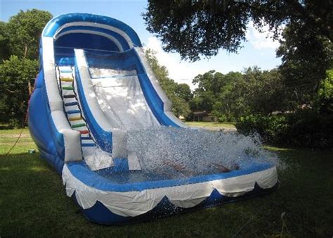 Cool Inflatable Adult Water Slide / Blue Backyard Inflatable Wet Slide