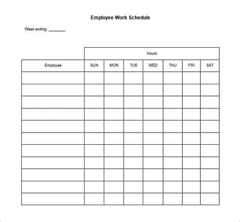 Printable Daily Work Schedule Template - Printable Templates