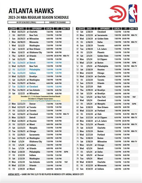 Atlanta Hawks 2024 Schedule - Dona Nalani