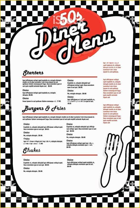 50s Diner Menu Templates Free Download Of Late Night Retro 50s Diner ...