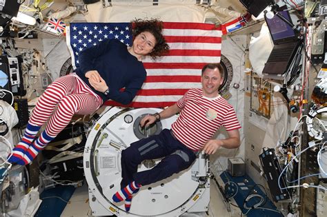 NASA's astronauts aboard the International Space Station on 4 July 2019. Photo credit: National ...