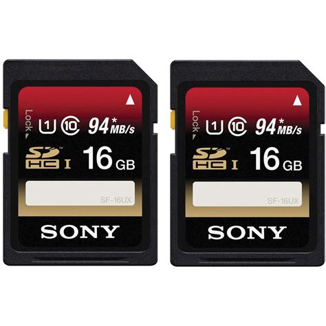 Sony 16GB SDHC Memory Card Class 10 UHS-I - 2-Pack SF16UX/TQ B&H