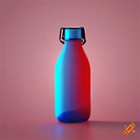 Bottle with blue and red gradient background and white label on Craiyon
