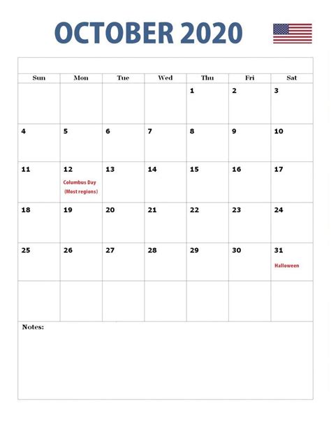 October 2020 Printable Calendar With Holidays | NAR Media Kit