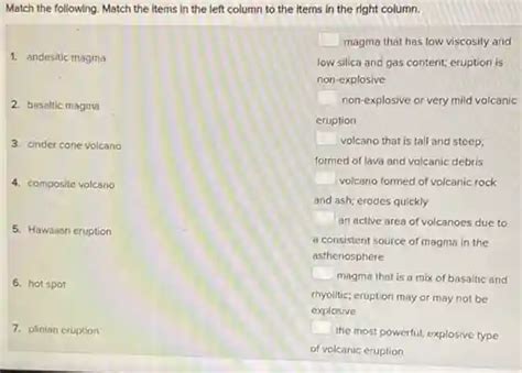 match the following. match the items the left column to the items the ...