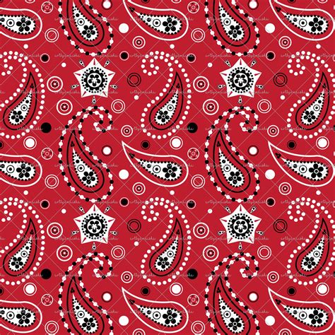 Instant Download Seamless Red Bandana Paisley Pattern Red | Etsy