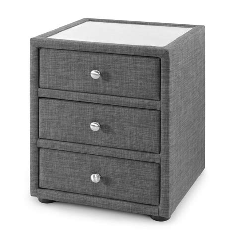 Sorrento Grey Fabric 3 Drawer Bedside Table