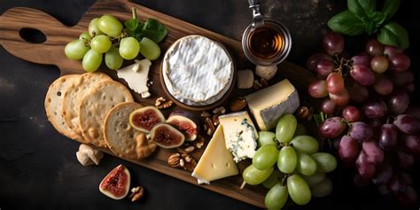 Premium Photo | A cheese platter with figs, nuts, and cheeses on it