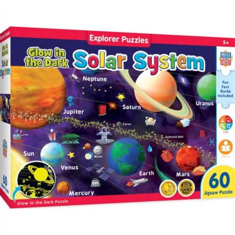 MasterPieces 60 Piece Glow in the Dark Jigsaw Puzzle for Kids - Solar System - 16.5 x12.75, 1 ...