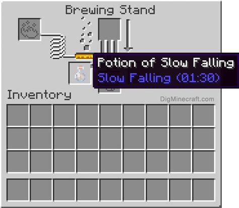 How to make a Potion of Slow Falling (1:30) in Minecraft