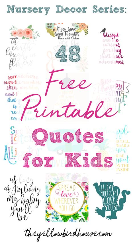 Nursery Decor Series: 48 Free Printable Quotes for Kids