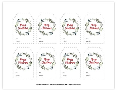 Free Printable Christmas Gift Tags - Merry Christmas - Pjs and Paint