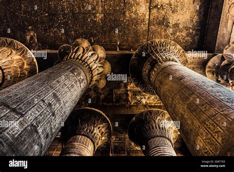 Columns and hieroglyphs in the Temple of Khnum at Esna Stock Photo - Alamy